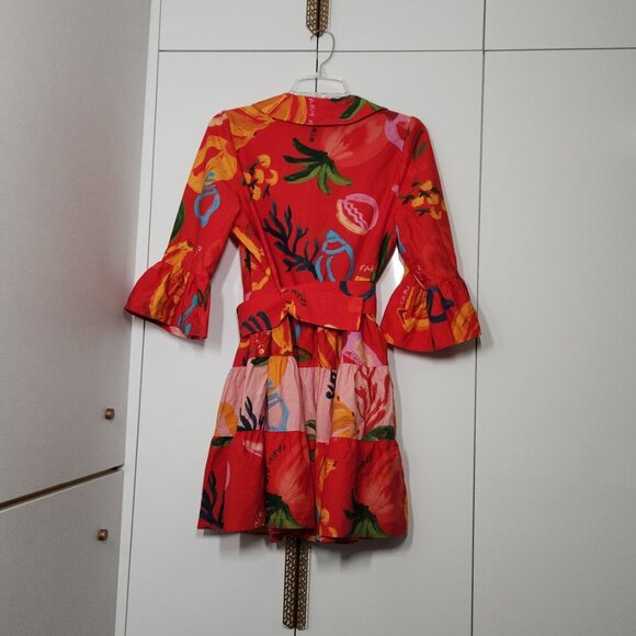 Farm Rio Red Mixed Fruits Ocean Mini Dress Size S - Picture 6 of 11
